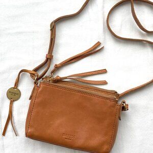 Margot New York Cross Body Bag Small Clutch Leather Carmel  Color